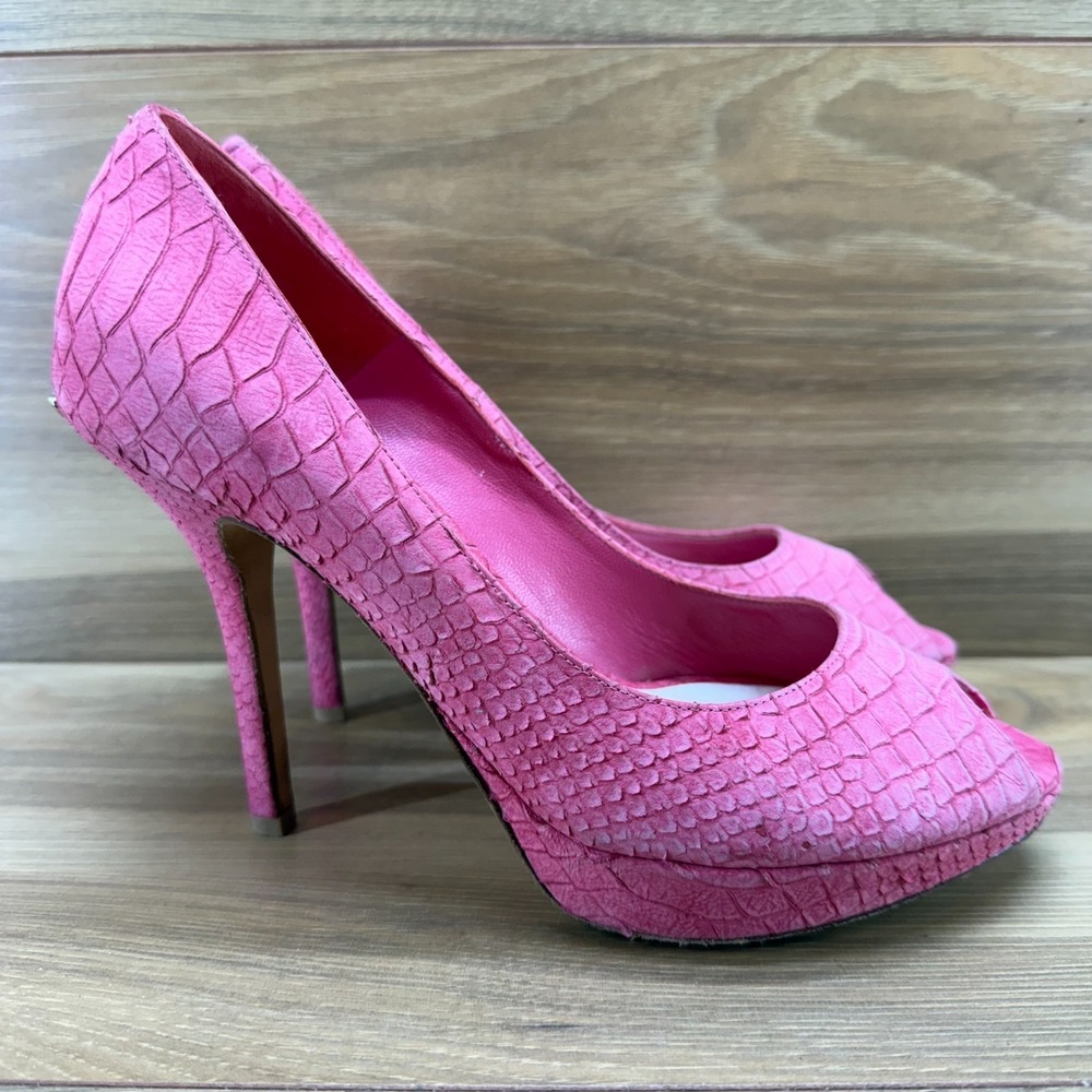 CHRISTIAN DIOR Miss‎ Dior Pink Python Pumps 8 EU 38 Peep Toe Platform Y2K Chic